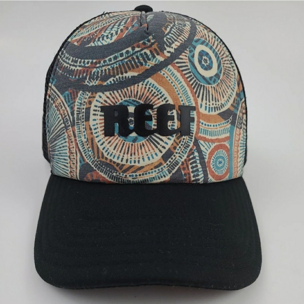 Reef Black Mesh Snapback Cap Hat Adjustable Just Passing Through